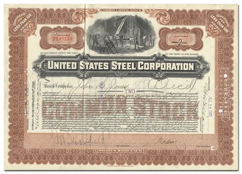 United States Steel Corporation | Stock certificates, Corporate, The unit