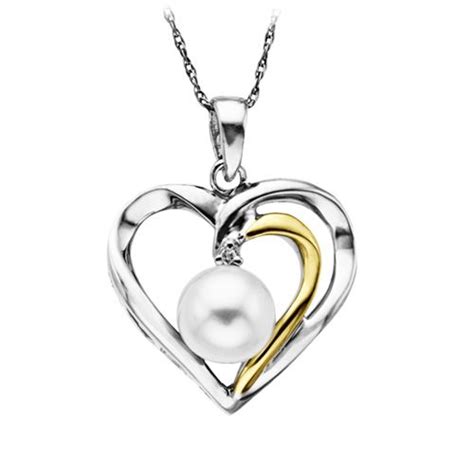 Fred Meyer Jewelers | Freshwater Pearl and Diamond Heart Pendant ...