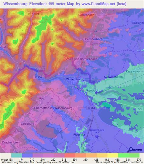 Elevation of Wissembourg,France Elevation Map, Topography, Contour