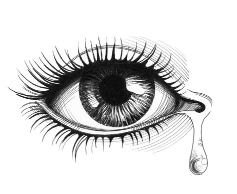 Beautiful Crying Eye. Ink Black and White Drawing. Digital - Etsy UK