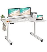 White Standing Desk, Corner Standing Desk, Gaming Desk Adjustable ...
