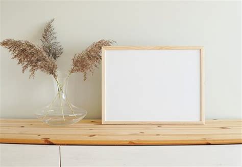 Digital Interior Mockup Photo Frame Mockup Landscape frame Horizontal Frame Mockup Wood Frame ...