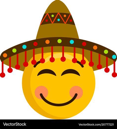 Happy emoji with a mexican hat Royalty Free Vector Image