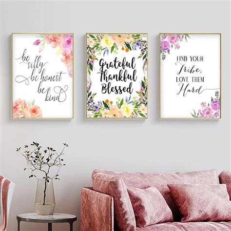 Inspirational Quotes Canvas Painting Religious Wall Art Posters and Prints Floral Baby Nursery ...