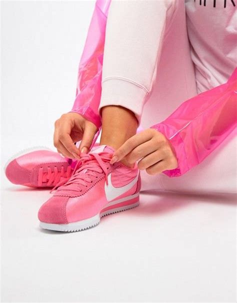 Nike Pink With Swoosh Suede Cortez Trainers | ASOS | Pink nike shoes, Nike shoes outfits, Nike ...