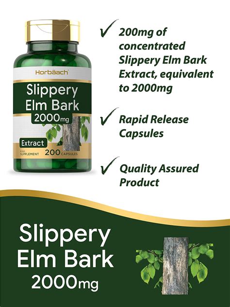 Slippery Elm Bark 2000mg | 200 Capsules | Digestive System Support ...