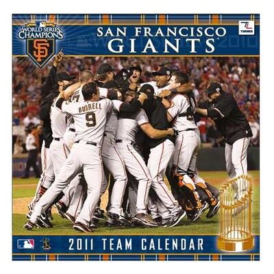 San Francisco Giants 2010 World Series Champions 2011 Wall Calendar ...