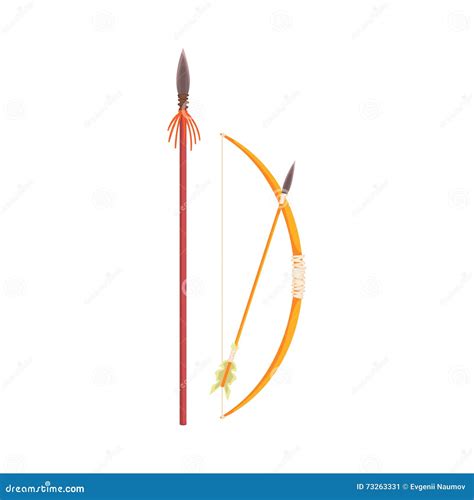 African Spear, Bow and Arrow Realistic Simplified Drawing Stock Vector - Illustration of archery ...