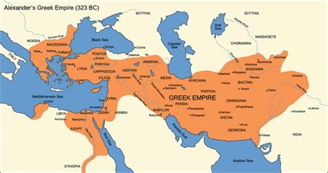 Império grego mapa - Mapa do império grego (Sul da Europa - Europa)