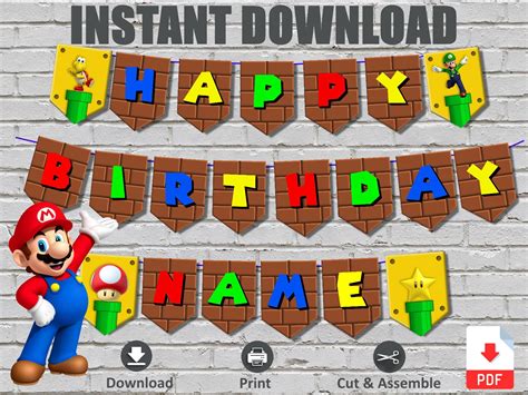 Super Mario Birthday Banner