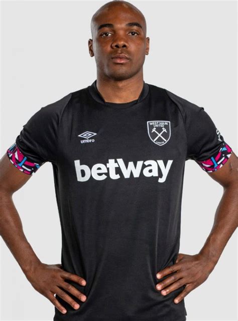 New West Ham Away Kit 22-23 | Black Umbro WHUFC Shirt with Pink & Blue ...