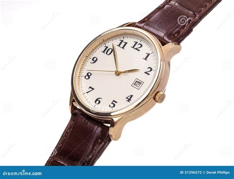 Gold watch leather strap stock photo. Image of time, strap - 31296572