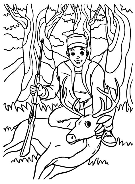 Deer Hunting Coloring Page - Free Printable Coloring Pages