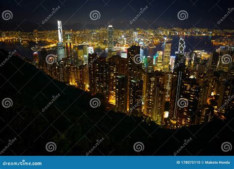 Hong Kong Night View Seen from Victoria Peak Stock Photo - Image of kowloon, island: 178075110