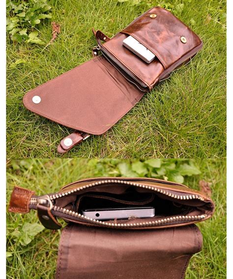 Mens Genuine Leather Coffee Fanny Small Messenger Shoulder Satchel Waist Bag Pack - Coffee ...