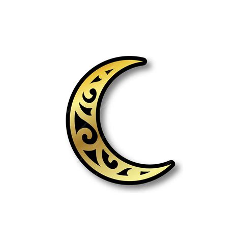 Premium Vector | Crescent moon logo with gold color and carving ornament