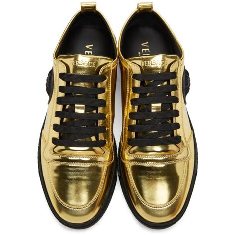 Versace Leather Gold Medusa Sneakers in Metallic for Men - Lyst