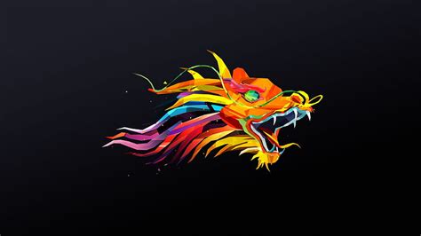 Dragon Low Poly Colorful Artwork, , , Background, Atk3us, Colorful ...