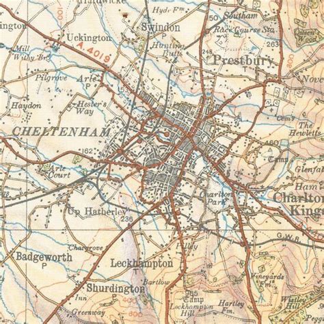 Map of Cheltenham, England (1933) in 2021 | Map, Cheltenham, Vintage maps