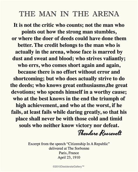 Theodore Roosevelt Man In The Arena - Hadria Jaquenette