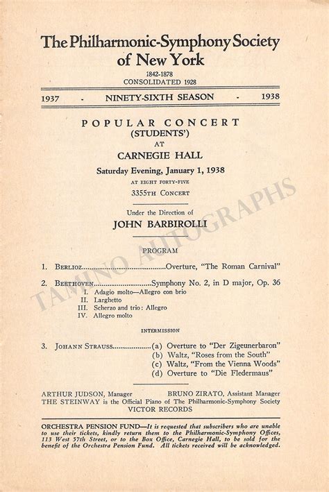 John Barbirolli Set of 5 Concert Programs 1938 – Tamino