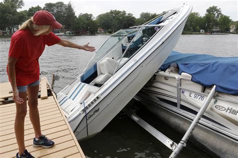 Photos: Boat crashes into dock, lands on pontoon on Fox River in ...