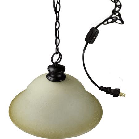 Plug In Swag Pendant Light Oil Rubbed Bronze Glass Shade - Walmart.com