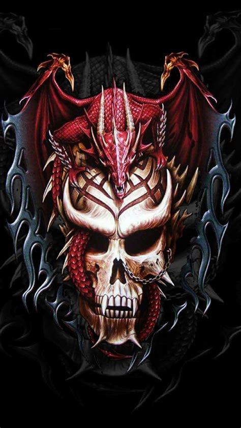 Skull with a dragon | Schädel bilder, Drachen kunstwerk, Zeichnungen schädel