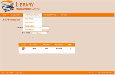 Library Management System Ui Design