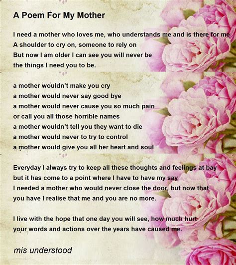 A Poem For My Mother by mis understood - A Poem For My Mother Poem