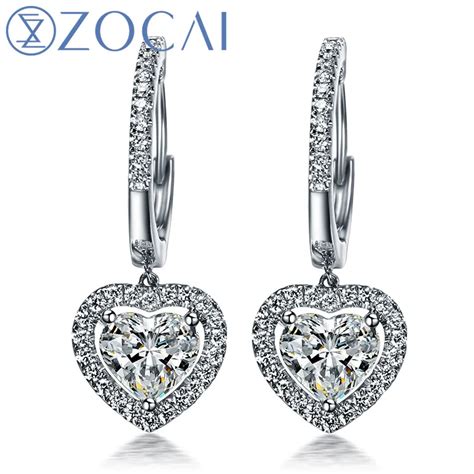 ZOCAI DROP EARRING 0.70 CT CERTIFIED I J / SI DIAMOND DROP EARRINGS JEWELRY LEVERBACK ROUND CUT ...