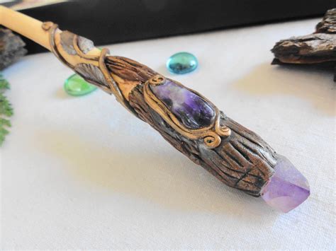 Wooden Wand, Magic Wand, Crystal Wand, Golden Wand, Witchy Tools ...