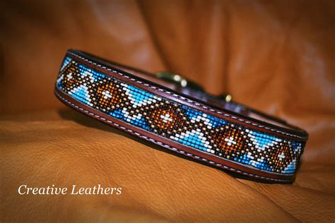 Handmade dog collar with english bridle leather and solid brass hardware Beaded Belts Patterns ...