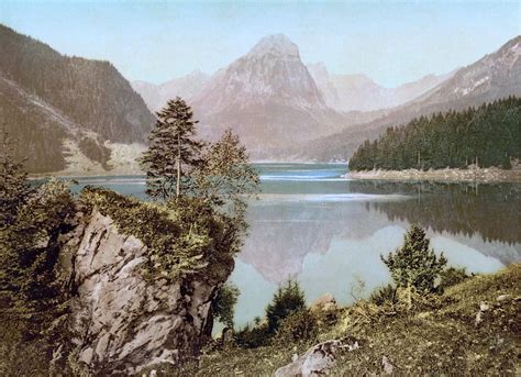 Obersee and Brunnelistock, Glarus, Switzerland 1890. Photograph by Joe ...