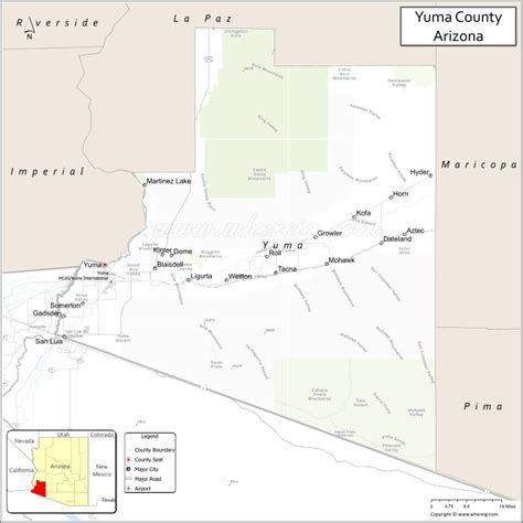 Map of Yuma County, Arizona - Where is Located, Cities, Population, Highways & Facts