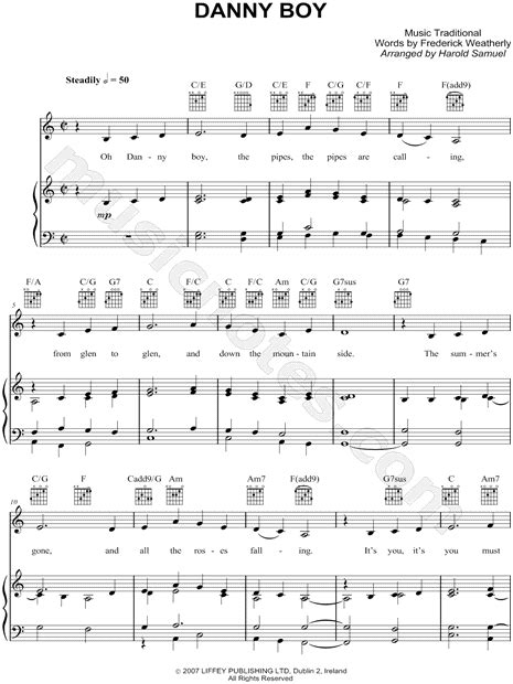 Celtic Woman "Danny Boy" Sheet Music in C Major (transposable ...