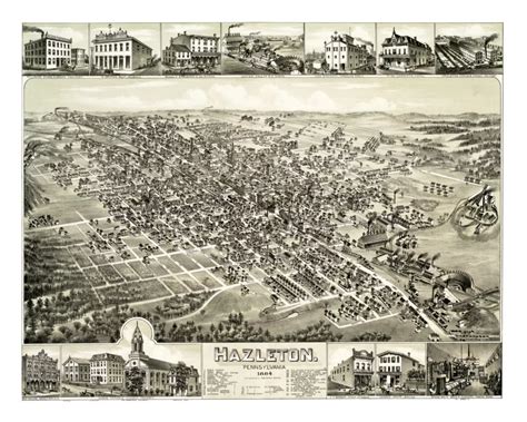 Historic map of Hazleton, Pennsylvania from 1884 - KNOWOL