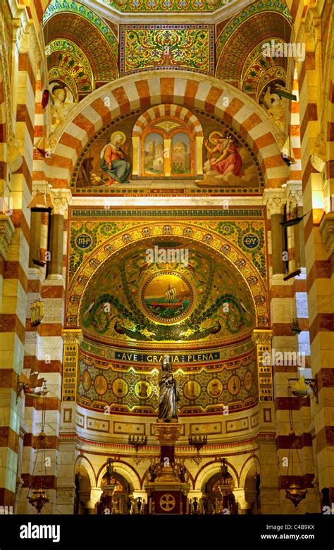 Marseille, Provence, France; Interior of the Cathedral of Notre Dame de ...