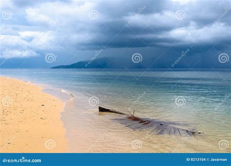 Tropical Beach in a Rainy Weather Stock Photo - Image of beach ...