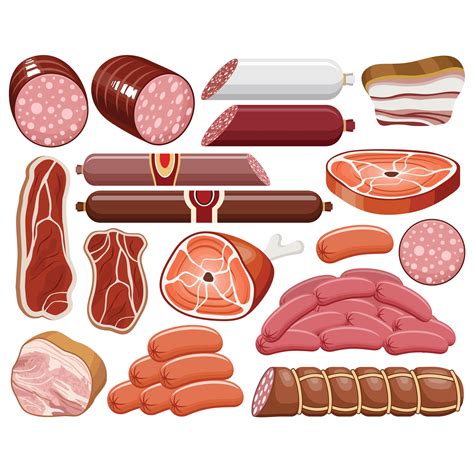 Meat Products сlipart. Vector Sausage Graphic. Sausages, Ham Clipart. Digital Images - Etsy