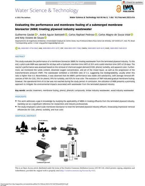 (PDF) Evaluating the performance and membrane fouling of a submerged ...