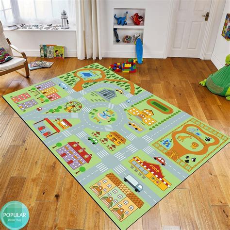 Kids City Traffic Rug Gray Road Map Playing Carpet Roadmap - Etsy