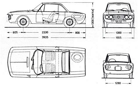 Lancia Fulvia Blueprint - Download free blueprint for 3D modeling