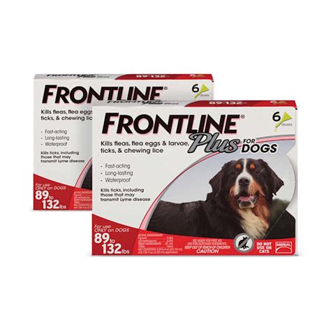 FRONTLINE Plus Flea and Tick Treatment for X-Large Dogs Up to 89 to 132 lbs., 2 Packs of 6 ...