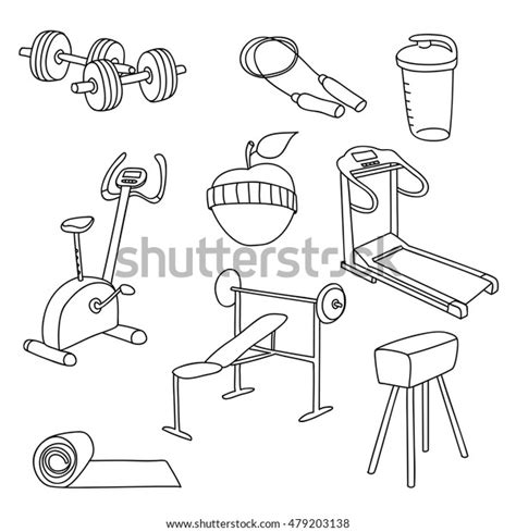 Fitness Gym Equipmenthand Draw Doodle Set Stock Vector (Royalty Free ...