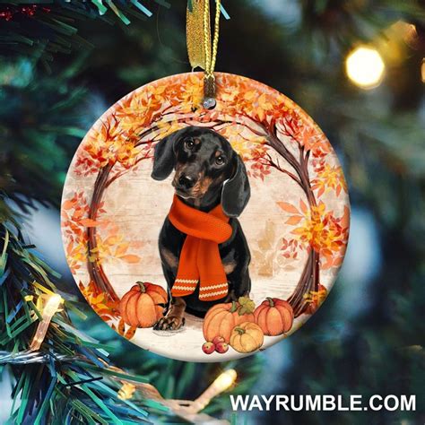 Dachshund – Lovely Dachshund And Pumpkins Dog Ceramic Ornament – Venusbooth