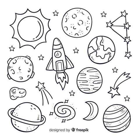 落書きスタイルで手描きの惑星のパック | 無料のベクター