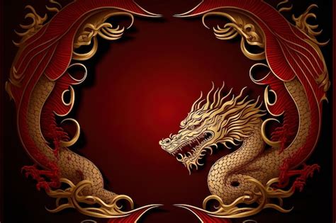 Premium Photo | Red chinese dragon pattern on red background