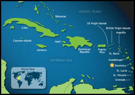 Dominica Map Caribbean