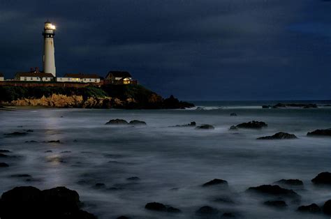 Pigeon Point Lighthouse At Night by Mitch Diamond